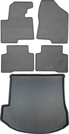 OEM Juego De Alfombrillas De Goma Para Coche Y Maletero Para Hyundai Santa Fe Iii Dm Grand Suv (5 Puertas) De Octubre De 2013 A Julio De 2018