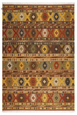 Novatrend Alfombra kilim oriental de lana tejida a mano multicolor 60x200 cm