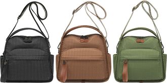 Generic Women Nylon Shoulder Crossbody Bag with Zipper for School Work Daily Use (Black)