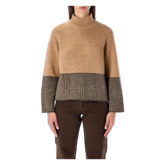 Emporio Armani Turtlenecks, female, Brown, M, Alpaca Blend Check Jumper
