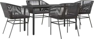 vidaXL Juego De Comedor Jard&iacute;n 5 Piezas Cojines Rat&aacute;n Sint&eacute;tico Negro Vidaxl