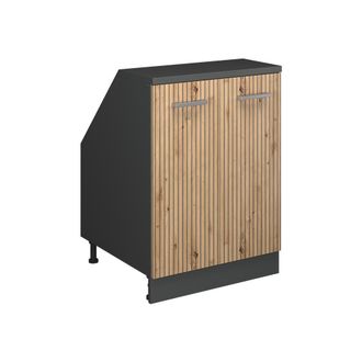 Vicco Armario De Cocina Para Techo Inclinado R-line, Roble Artesanal, 60 Cm Con 2 Puertas, 60 Cm De Profundidad, Vicco