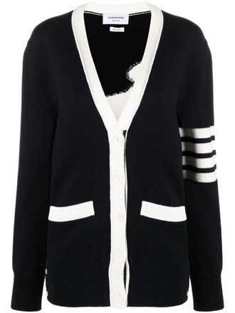 Thom Browne 4-Bar Stripe cardigan - women - Cotton - 40 - Blue