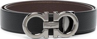 Ferragamo Zwarte Leren Riem Gesp Sluiting - Heren - Riemen - Zwart - 100 CM - Accessoires