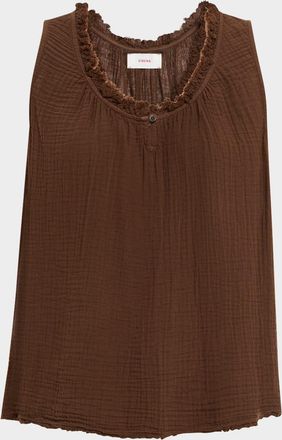 Xirena Rosie Ruffle-Trim Cotton Gauze Top