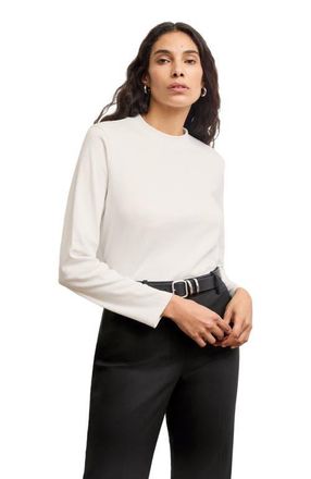 M.M.LaFleur Raquel Long-Sleeve Tee - Organic Pima Cotton in White at Nordstrom, Size Xx-Large