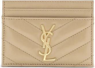 Saint Laurent Pasjeshouder met logo - Beige