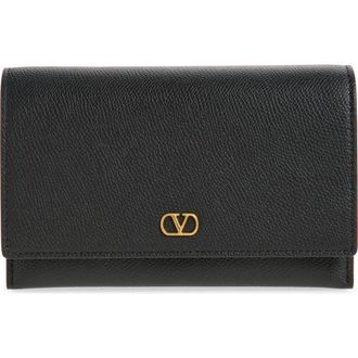 Valentino Garavani VLOGO Signature Leather Wallet on a Chain in Nero at Nordstrom