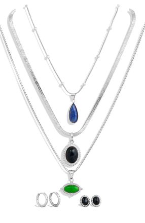 Savvy Cie Jewels 9 PIECES GENUINE GEMSTONE SET