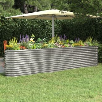 vidaXL Jardinera Arriate Acero Galvanizado Plata 332x40x68 Cm Vidaxl
