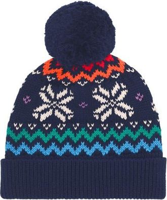 primary Baby Rainbow Snowflake Fair Isle Beanie in Navy Snowflake Fair Isle at Nordstrom, Size 12-24 M