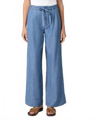 Paige Ingrid Woven Cotton Pant In Blue
