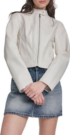 Levi's Faux Leather Racer Jacket in Oyster at Nordstrom, Size X-Large