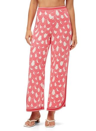 Trina Turk Overhead Printed Ankle Length Pant in Coral Crush/whitewash at Nordstrom, Size 12