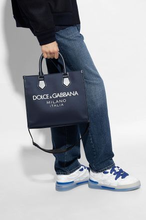 Dolce & Gabbana Shoulder Bag With Logo, Mens, Navy Blue