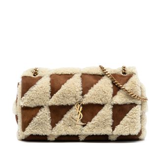 Saint Laurent Pre-owned Womens Medium Suede And Shearling Patchwork Jamie Shoulder Bag - Tan Leather - One Size