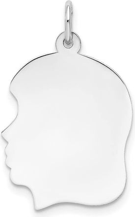 Diamond2Deal 14k White Gold Plain Medium.013 Depth Facing Left Engravable Girl Charm Pendant