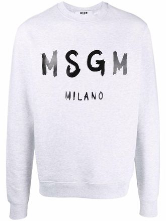 Msgm logo-print crew neck sweatshirt - Grey