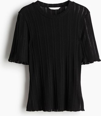 H&M Geripptes Shirt - Schwarz