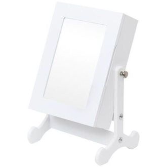 OEM Mobiletto Portagioie Piccolo Con Specchio, Organizer Per Gioielli Da Appoggio Bianco Con Supporto -crezuo