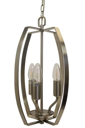 Netlighting Alexis 3 Light Antique Brass Wire Frame Pendant Ceiling Light in Yellow