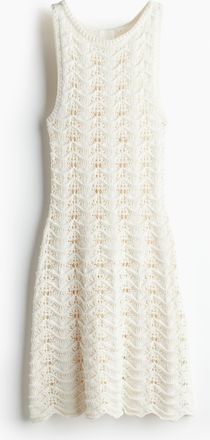 H&M Kleid in Pointellestrick - White
