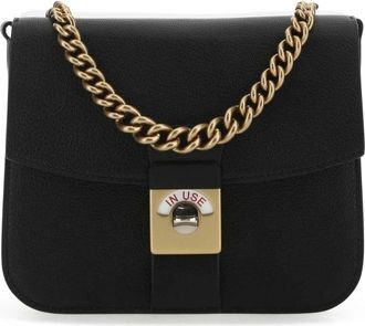 Maison Margiela Two-tone Leather And Cotton New Lock Square Handbag
