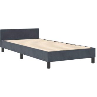 vidaXL Bed Frame with Headboard Dark grey 100 x 200 cm Velvet Vidaxl