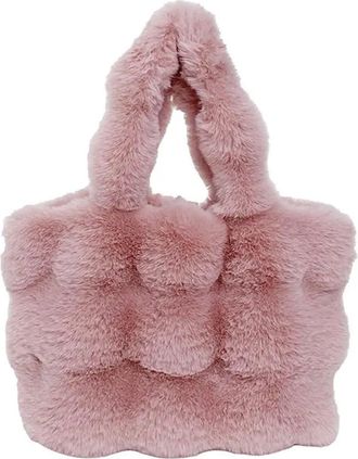 Generic Womens Plush Bags Plush Shoulder Bag Women Fluffy Handbag Large Capacity Casual Commuting Carrying Soft Shopper(Color 04)