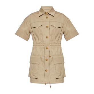 Balmain Shirt Dresses, female, Beige, Size: 2XS Four Pocket Button Dress