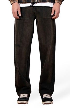 Pleasures Oil Baggy Wide Leg Jeans in Dark Brown at Nordstrom, Size 34