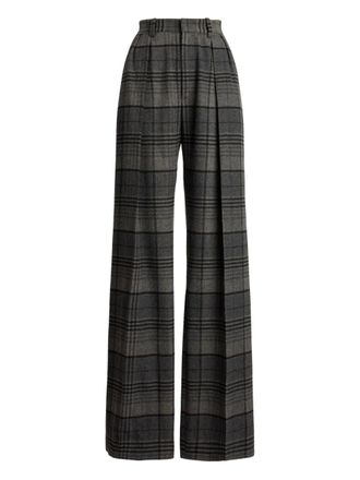 Ralph Lauren Collection pleated plaid trousers - women - Wool - 16 - Grey