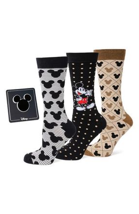 Cufflinks Inc. x Disney Mickey & Friends Assorted 3-Pack Cotton Blend Dress Socks & Lapel Pin Gift Box Set in Mickey Multi at Nordstrom