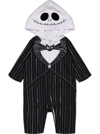 Disney Nightmare Before Christmas Jack Skellington Cosplay Hooded One Piece Jumpsuit in Jack Skellington Black at Nordstrom, Size 12-18M