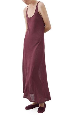 Mango Linen Blend Midi Dress in Purple at Nordstrom, Size Large