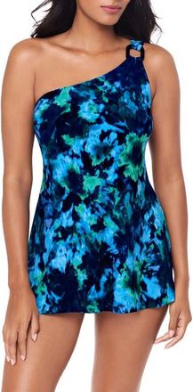 Magic Suit By Miraclesuit Mashup Amal Skirted One-Piece Swimsuit in Blue Multi at Nordstrom, Size 14