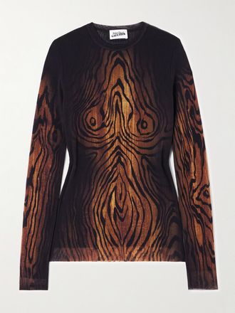 Jean Paul Gaultier Maglia In Mesh Stampato - Marrone