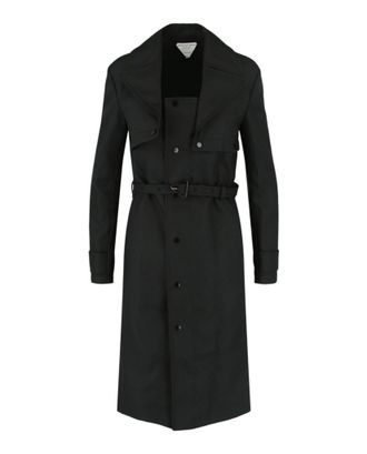 Bottega Veneta Womens Twill Trench Coat Dress - Black - Size EU 34 (Womens)