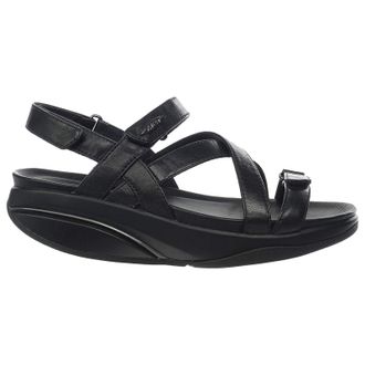 Mbt Kiburi Leather Womens Hook and Loop Sandals - Black - Size:UK 4.5