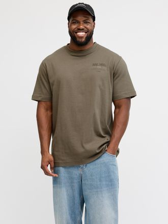 Jack & Jones Plus Size T-Shirt JJEURBAN EDGE STUDIO TEE SS SN PLS, Herren, Gr. 4XL, bungee cord, Jersey, Obermaterial: 100% Baumwolle, JACK & JONES PLUSSIZE, bedruckt, relax