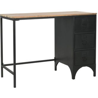 vidaXL Vidaxl - Single Pedestal Desk Solid Firwood and Steel 100x50x76 cm