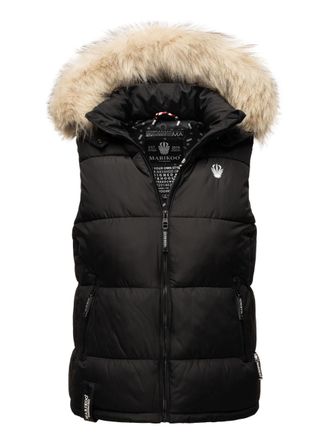 Marikoo dames gewatteerd vest - Eisfl&ouml;ckchen met capuchon & imitatiebontkraag