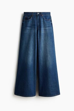 H&M Super Wide High Waist Jeans in Denim Blue at Nordstrom, Size 12