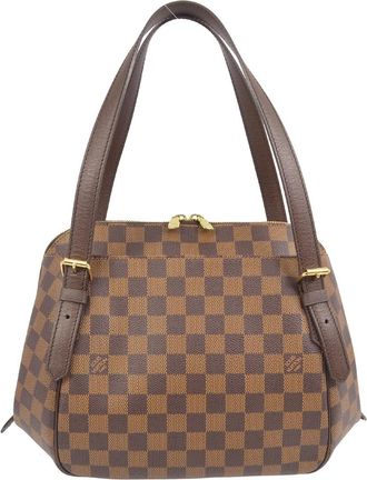 Louis Vuitton Belem Handbag Damier Brown Canvas Handbag (Pre-Owned)