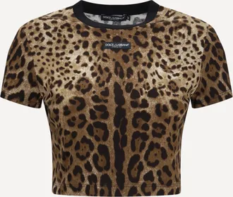 Dolce & Gabbana T-shirt crop leopardata Woman 42