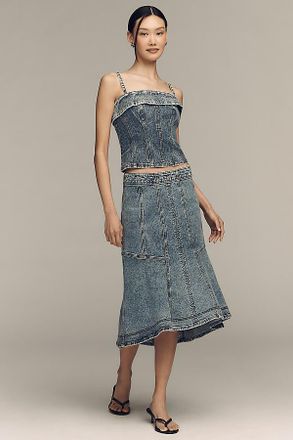 Pilcro Denim Seamed Midi Skirt