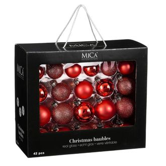 MiCa Decorations Bola de navidad glass baubles rojo h7xb7xl7cm
