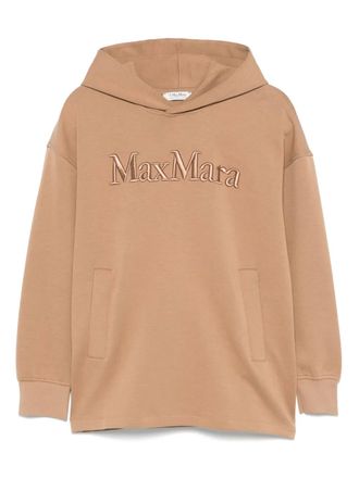 Max Mara embroidered-logo hoodie - Brown