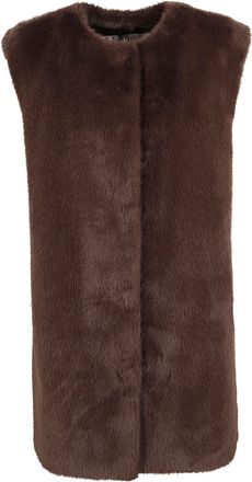 Herno Mid-Length Faux Fur Vest With Concealed Closure And Welt Pockets