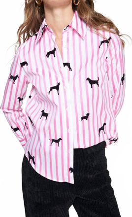 Vilagallo Mafalda Dogs Stripes Shirt In Pink/multi
